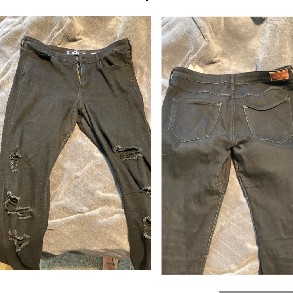 Ripped Demin Black High-Rise Super Skinny Jeans